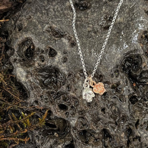Love & Death-Tiny Skull & Rose Pendant- Sterling Silver Combinations