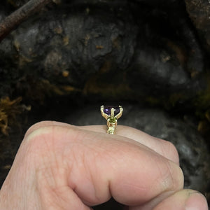 Into The Woods-Mullaghmeen- 1.72ct Faceted Amethyst with Green Tourmaline in 9ct Yellow Gold
