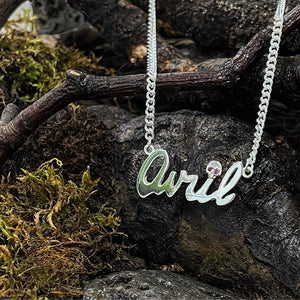 Say my Name-Chunky Name on Sterling Silver Chain with or without Tiny Skull Detail