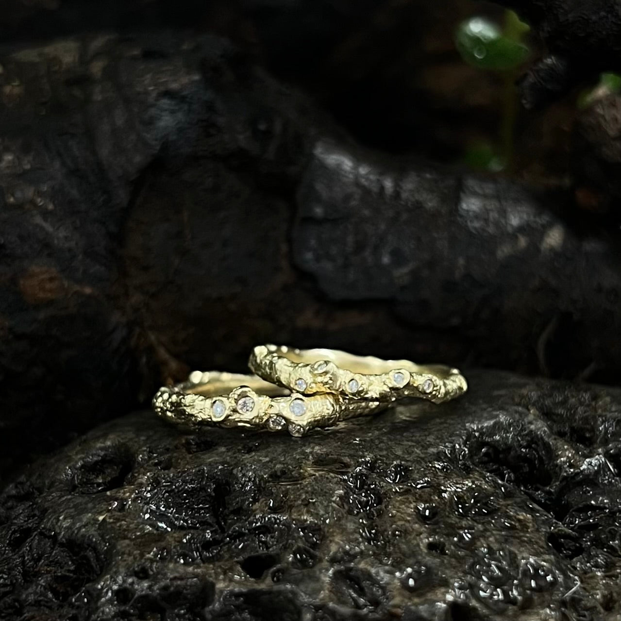 Hawthorn Twig Ring with Lab Grown Diamonds.