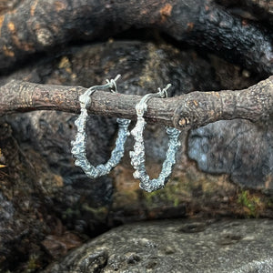 Blackened silver twig hoop earrings 