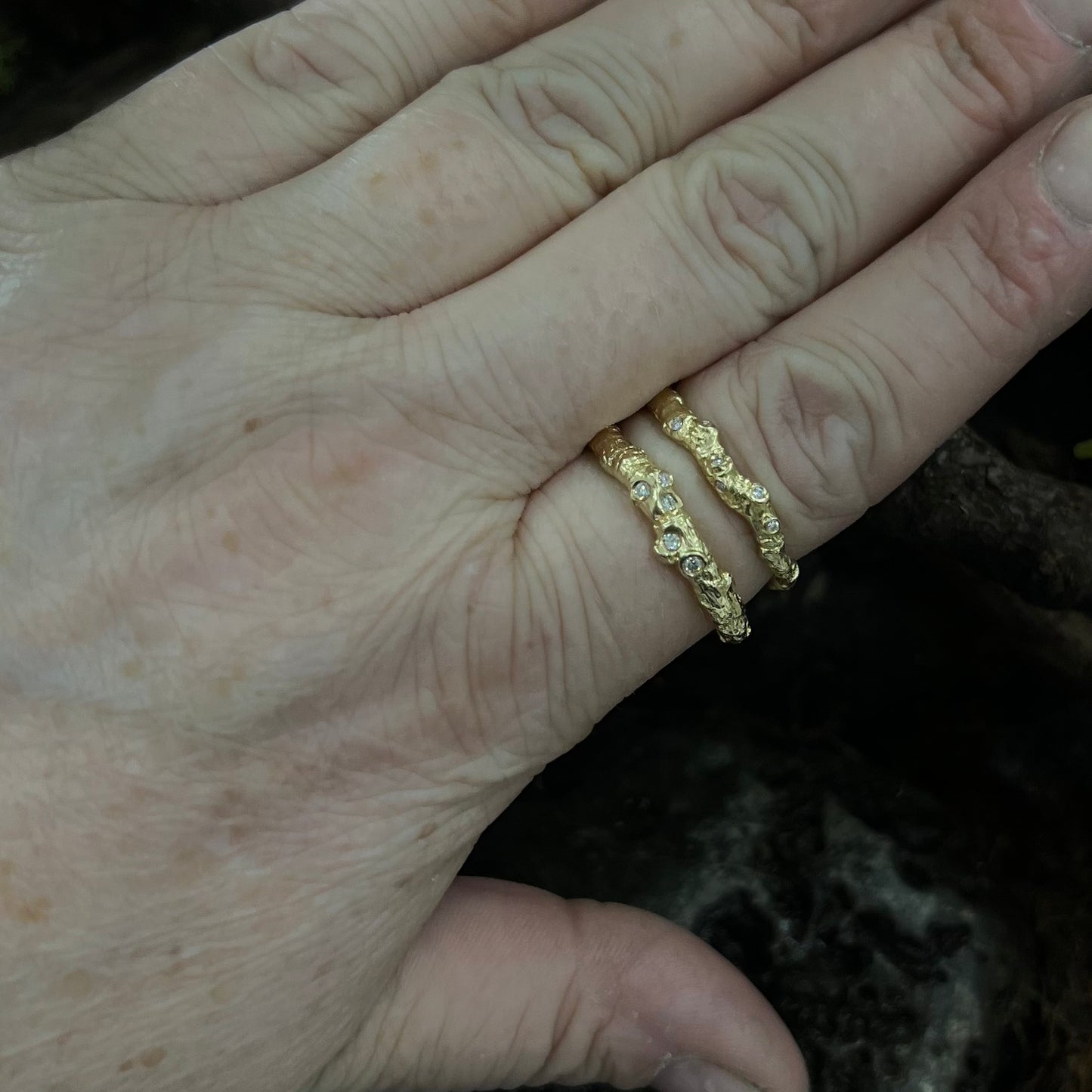 Hawthorn Twig Ring with Lab Grown Diamonds.