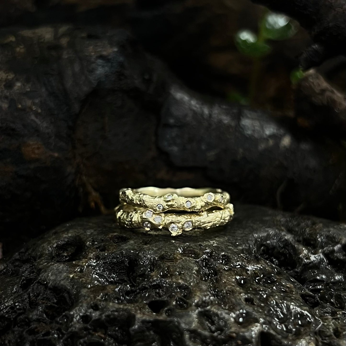 Hawthorn Twig Ring with Lab Grown Diamonds.