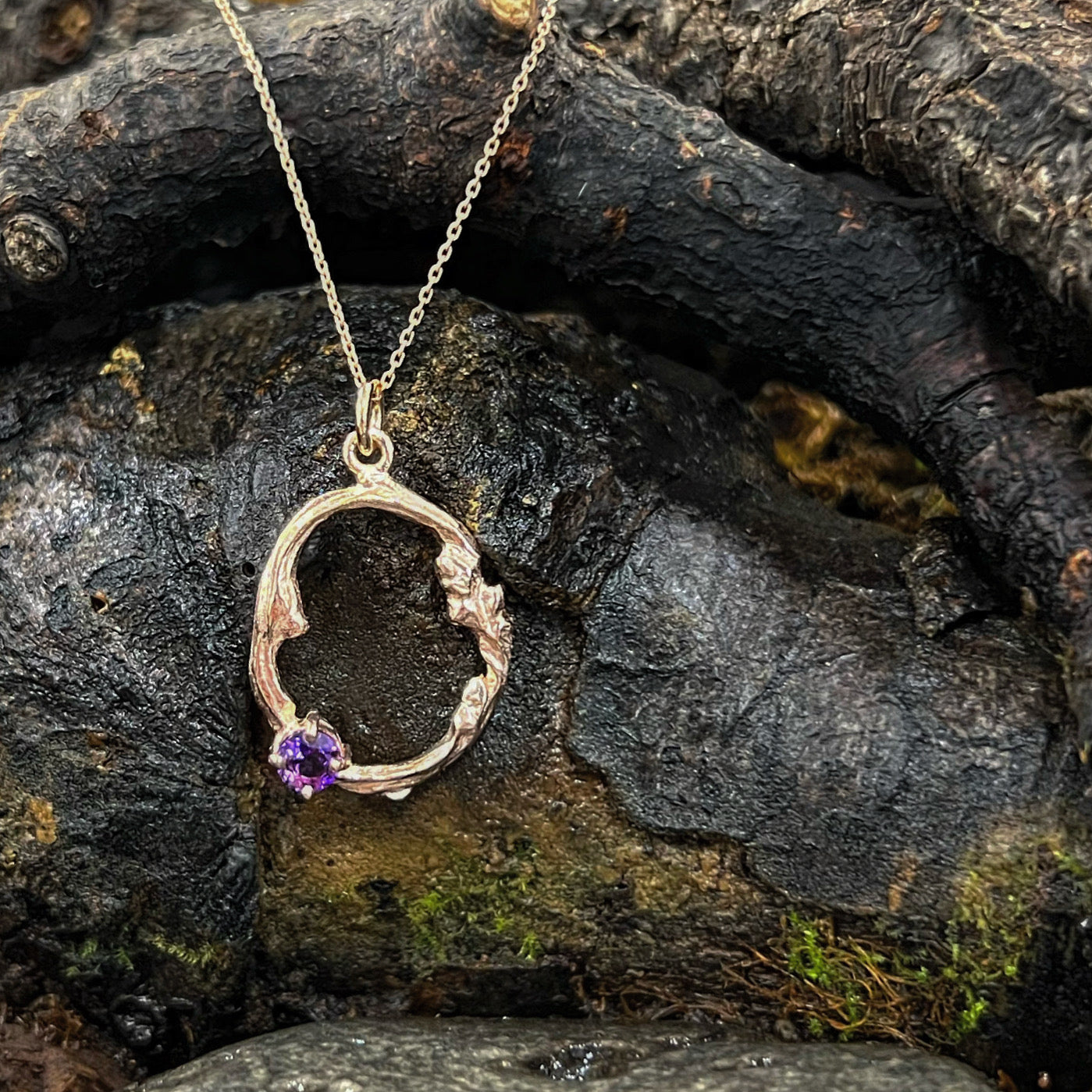 Protection-Into the Woods-Amethyst Twig Necklace