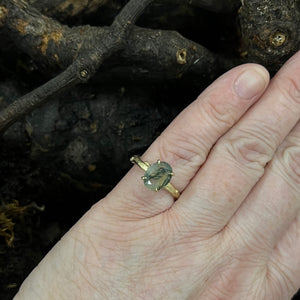 Into the Woods - Faceted Moss Agate Solitaire with Twig Band