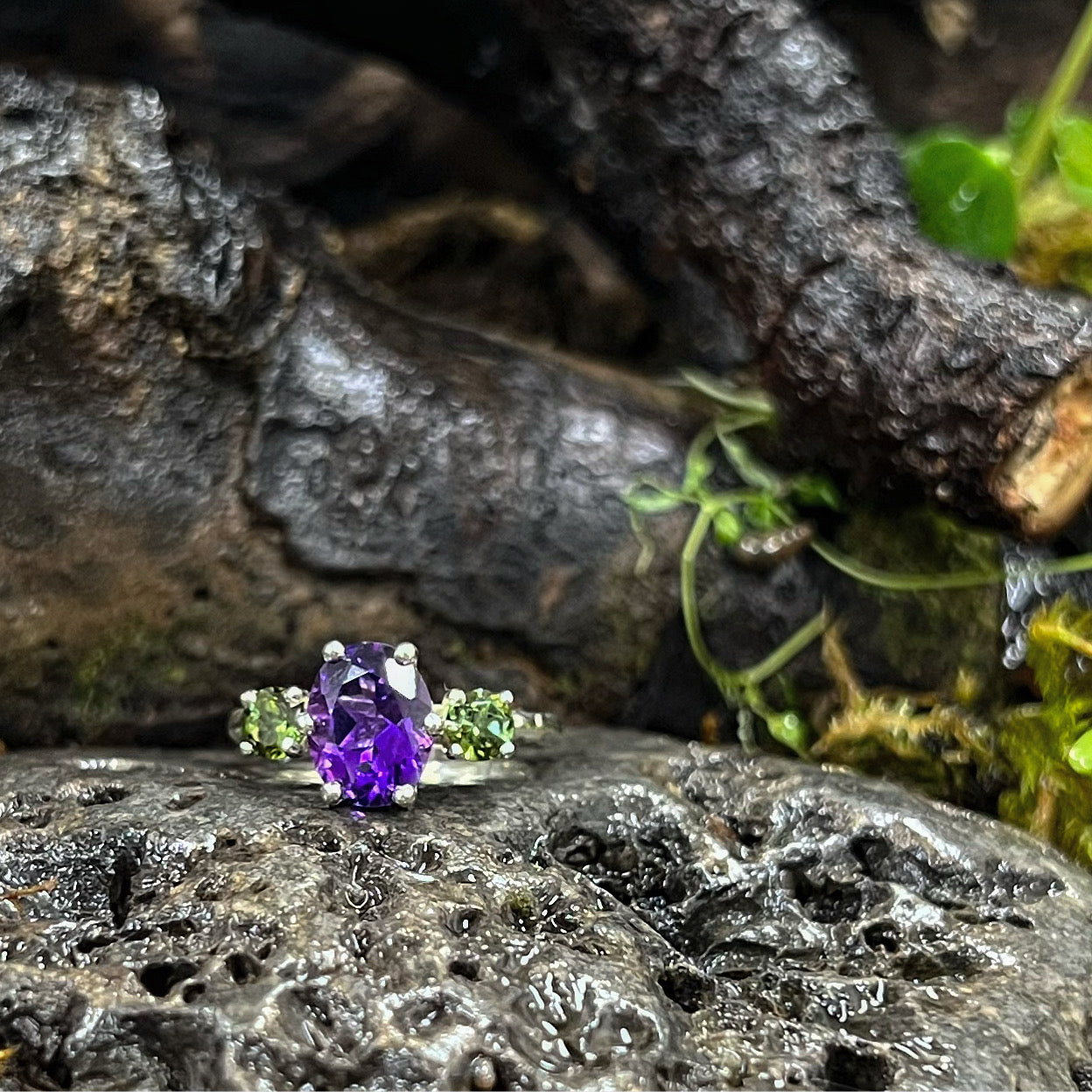 The Baroness -Winifred- Amethyst & green Tourmaline-9ct Gold