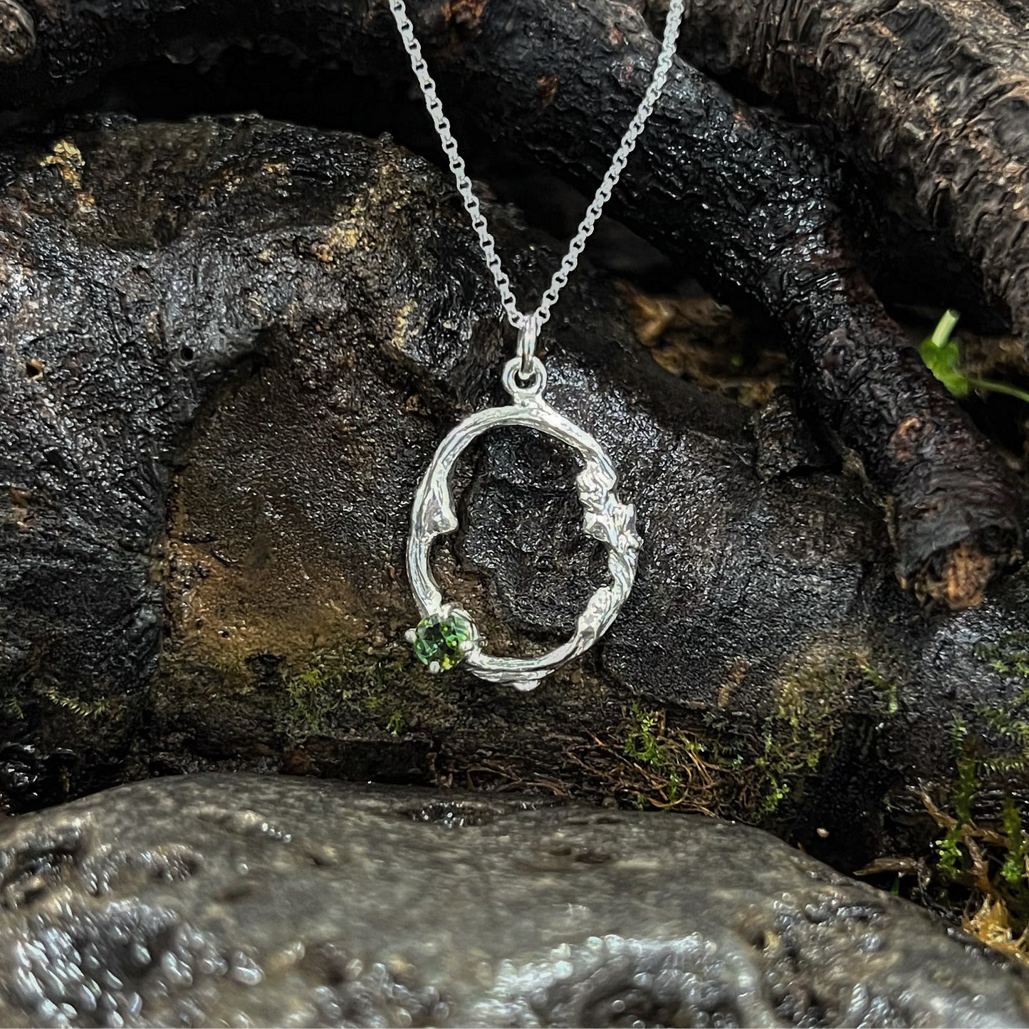 Growth-Into the Woods-Green Tourmaline Twig Necklace