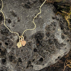 Love & Death-Tiny Skull & Rose Pendant- 9ct Yellow Gold Combinations