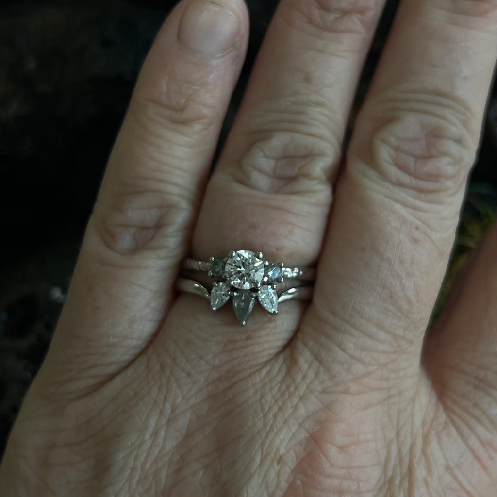 Prinnie Engagement Ring-Lab Grown Diamond with Salt & Pepper Diamonds in 18ct White Gold