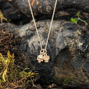 Love & Death-Tiny Skull & Rose Pendant- 9ct Rose Gold Combinations