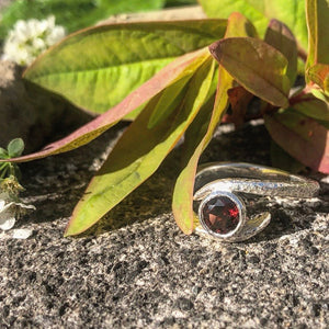 Embrace- Sterling Silver with Garnet-Size O only