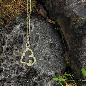yellow gold heart necklace, salt and pepper diamond necklace  