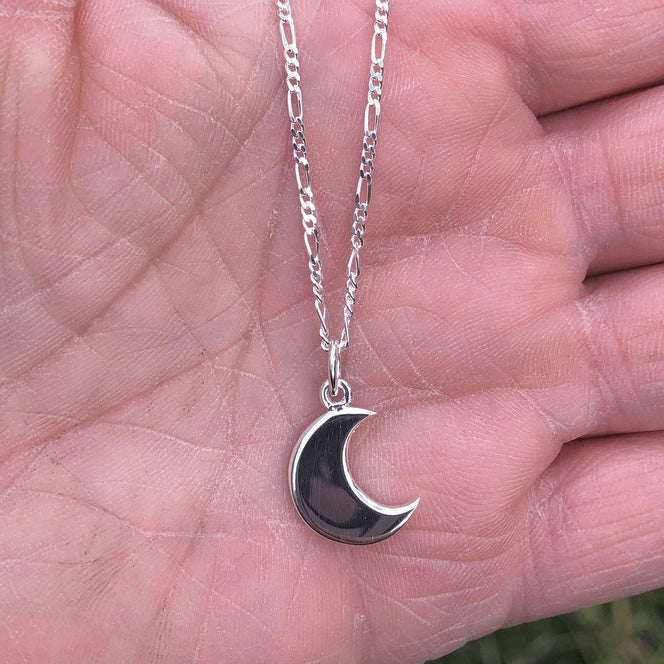 Silver moon, Moon necklace, raw texture, smooth, birthday gift, luna 