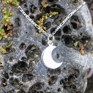 Silver moon, Moon necklace, raw texture, smooth, birthday gift, luna 