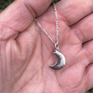 Silver moon, Moon necklace, raw texture, smooth, birthday gift, luna 