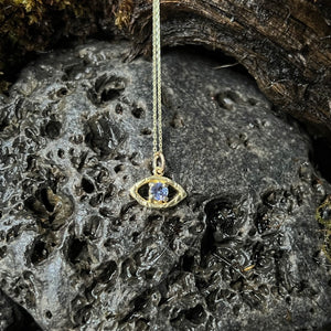 An eye for an eye - Evil Eye Pendant - Yellow Gold with Gemstone