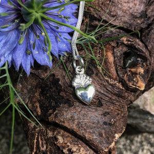 silver claddagh heart, heart necklace 