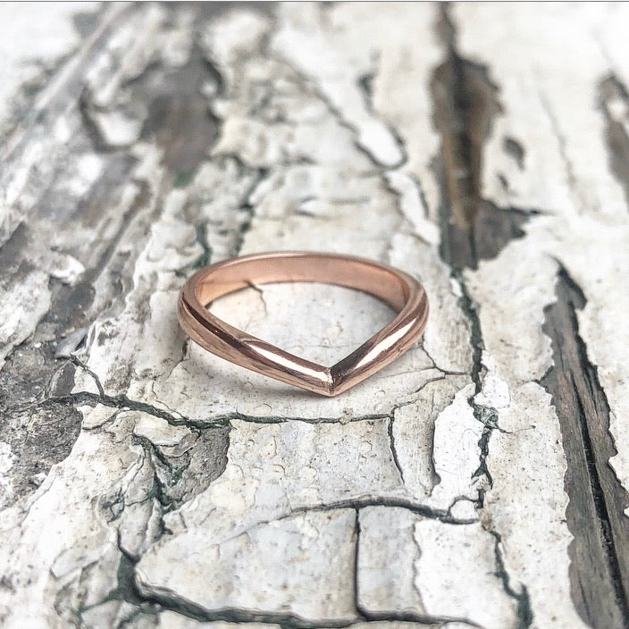 Rose Gold Wishbone ring, wishbone ring, lady luck