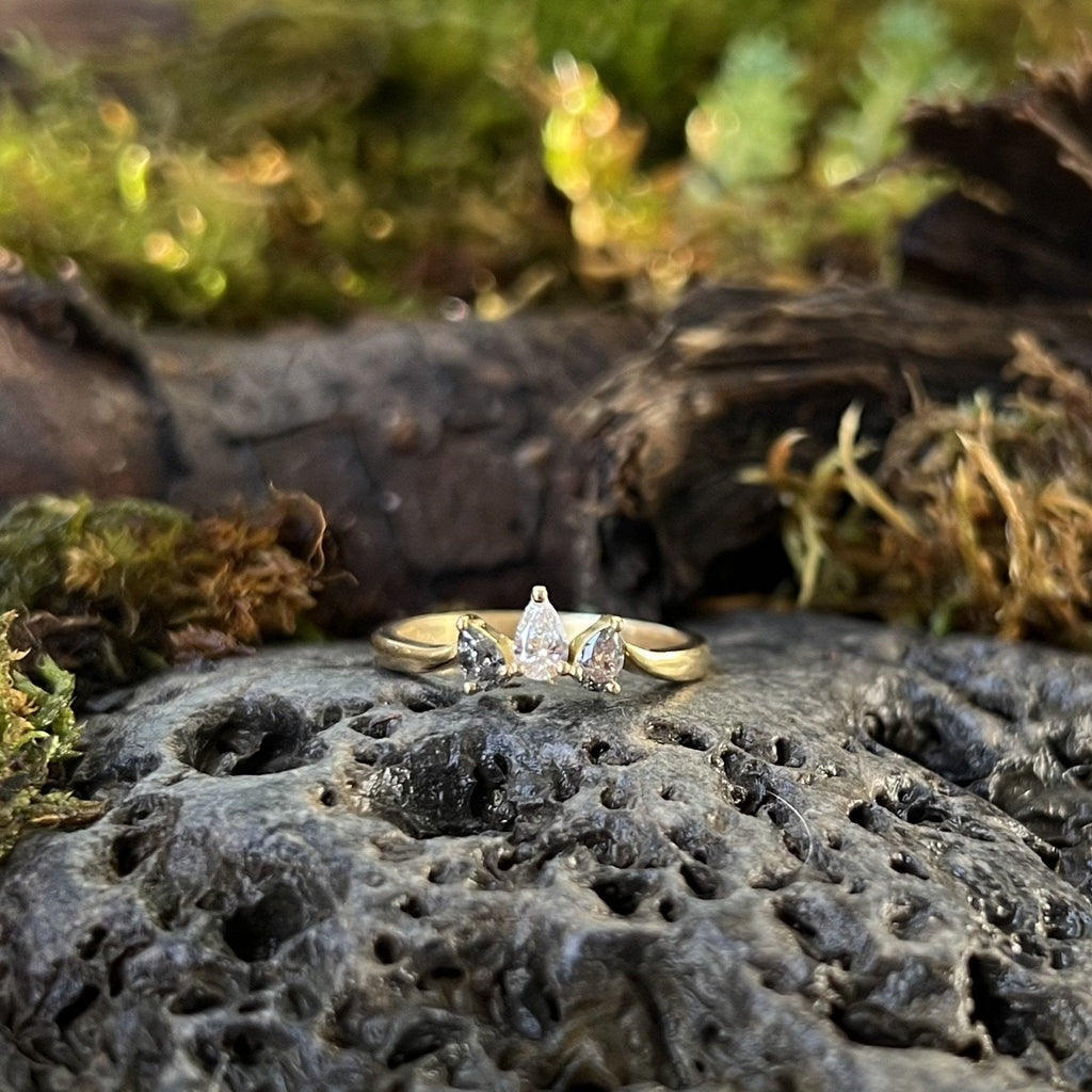 Salt & pepper engagement ring, Diamond ring, alternative engagement ring, Prinnie, Crown