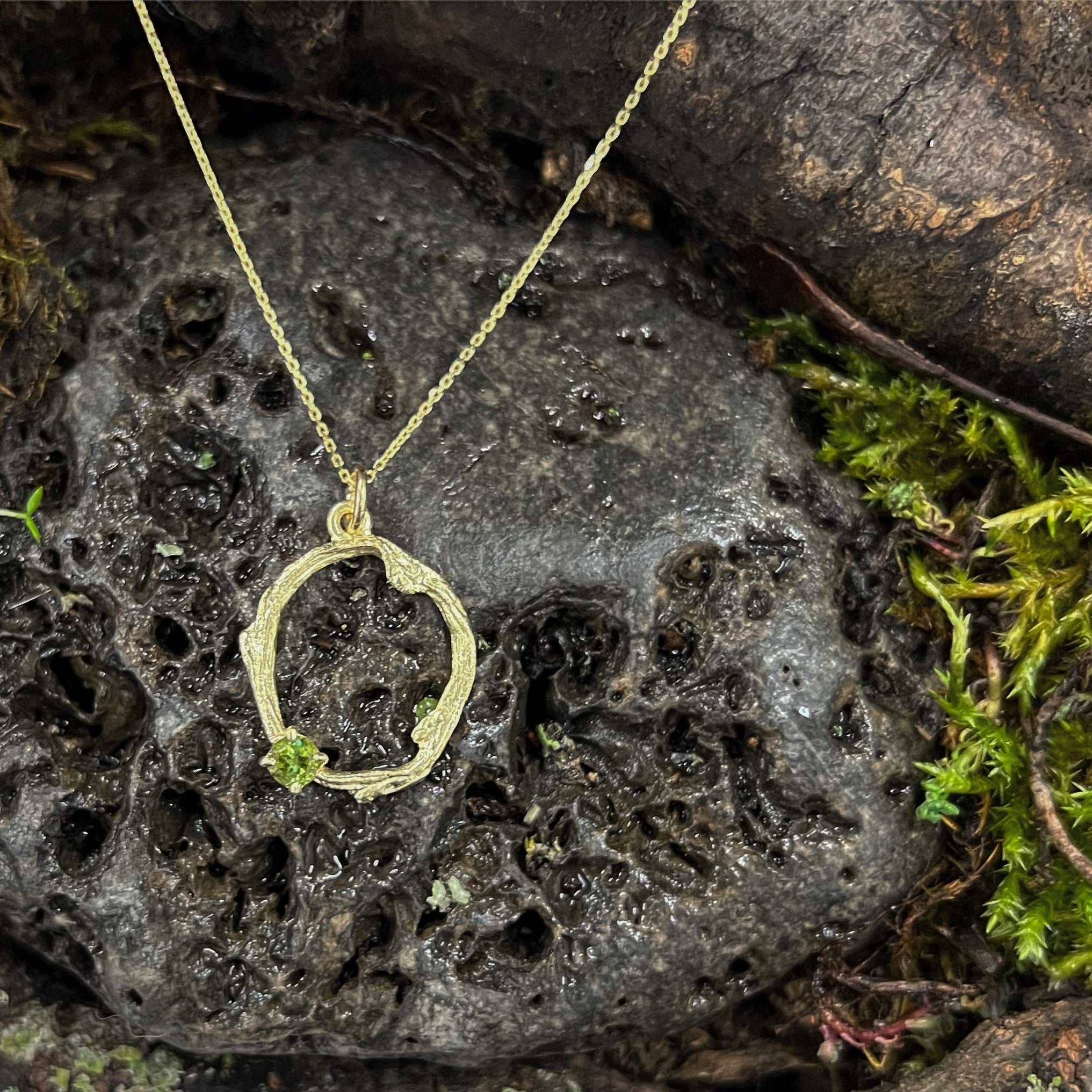 Growth-Into the Woods-Green Tourmaline Twig Necklace