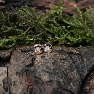 Rose gold with opal, stud earrings