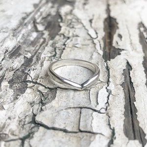 White Gold Wishbone ring, Silver, wishbone ring, lady luck