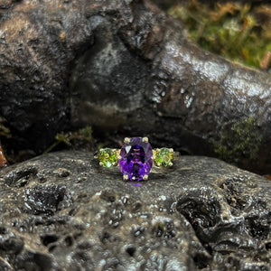 The Baroness -Winifred- Amethyst & green Tourmaline-9ct Gold