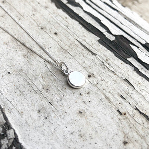 Silver disc, disc charm, disc necklace, rough with the smooth disc