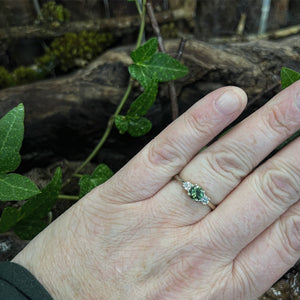 Prinnie Engagement Ring -Flora- Greeny Blue Parti Sapphire with Lab Grown Diamonds in 14ct White Gold