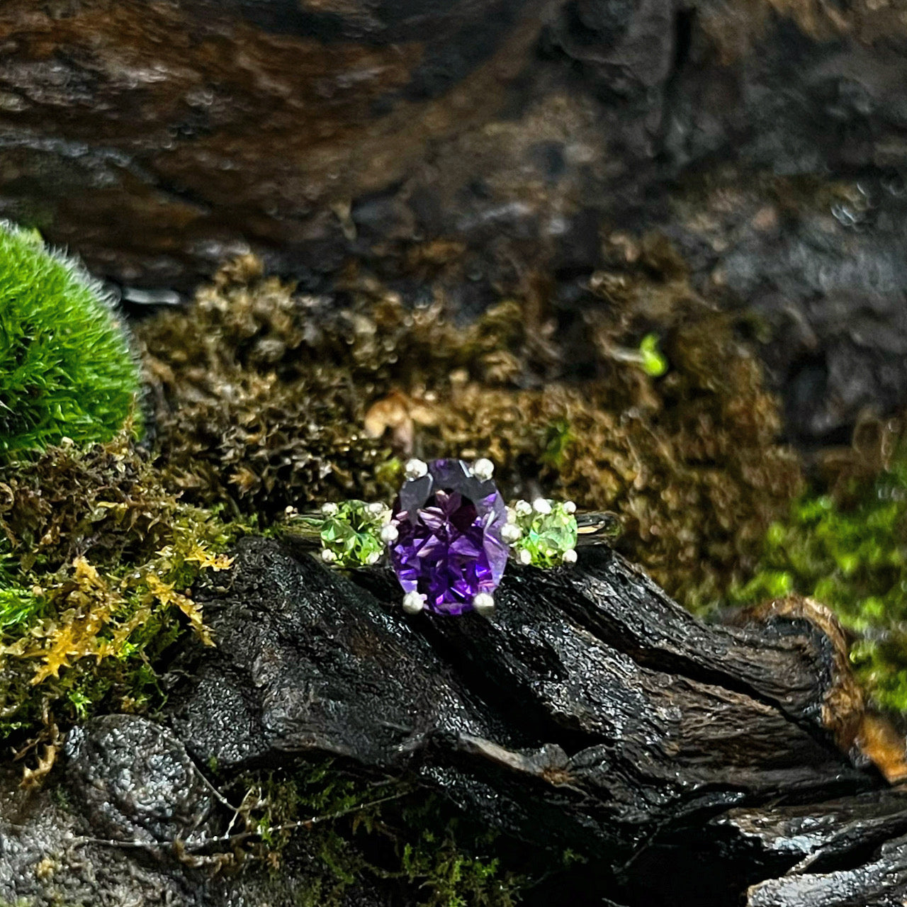 The Baroness -Winifred- Amethyst & green Tourmaline-9ct Gold