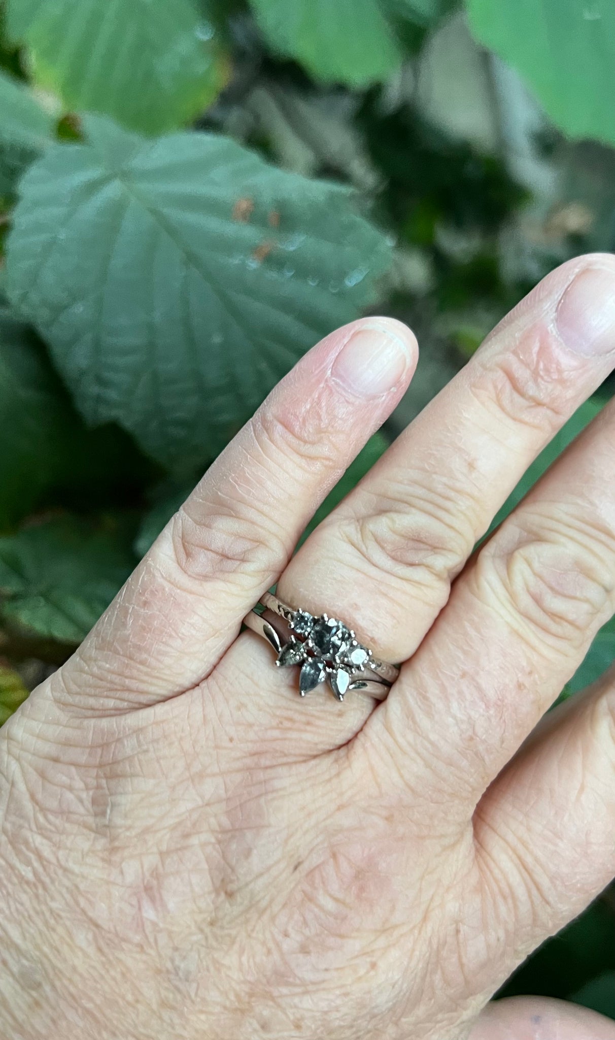 Prinnie Engagement Ring-Nyx-Dark and Stormy Salt & Pepper Diamonds in 18ct White Gold