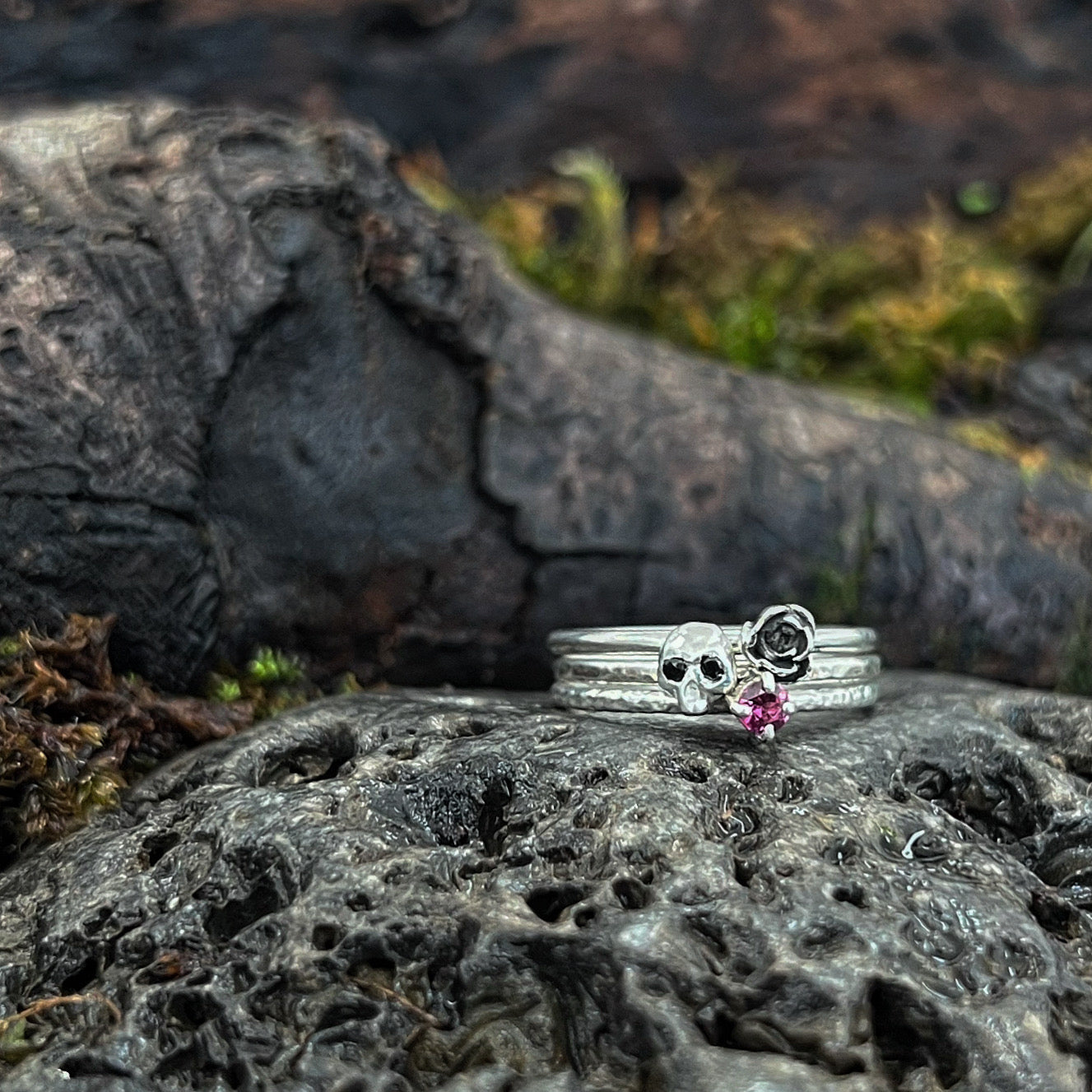 Love death In between. Trio of stacking rings. Sterling silver